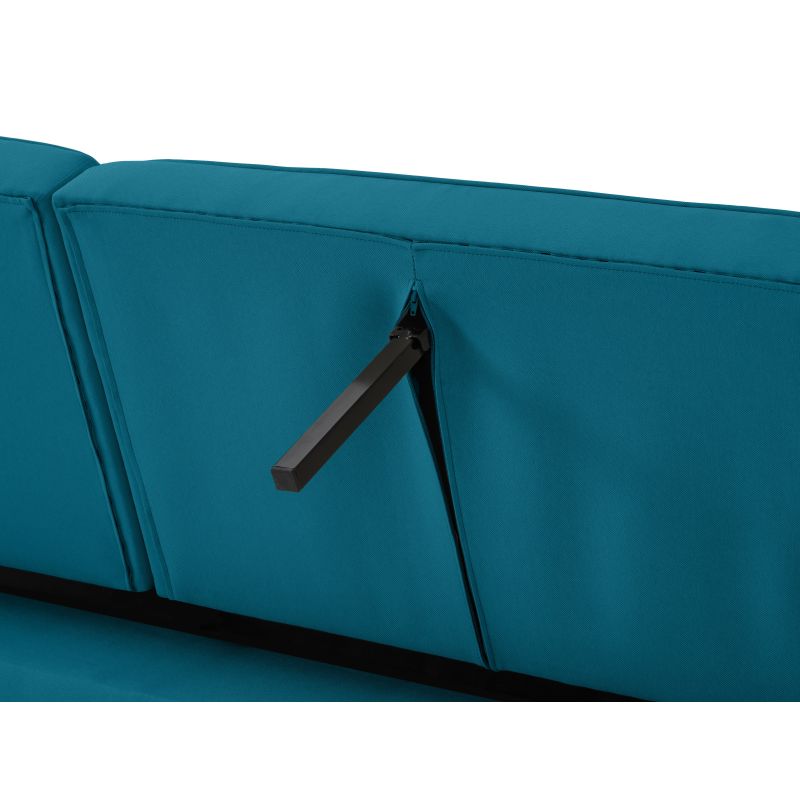 RANA - Canapé droit 3 places scandinave convertible en tissu - Bleu pétrole