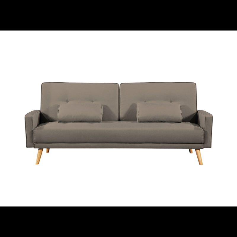 RANA - Canapé droit 3 places scandinave convertible en tissu - Taupe