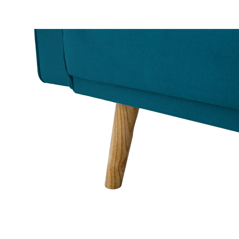 RANA - Canapé droit 3 places scandinave convertible en tissu - Bleu pétrole