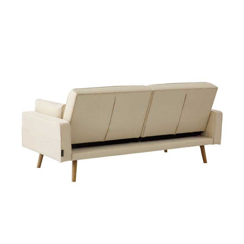 RANA - Canapé droit 3 places scandinave convertible en tissu - Beige