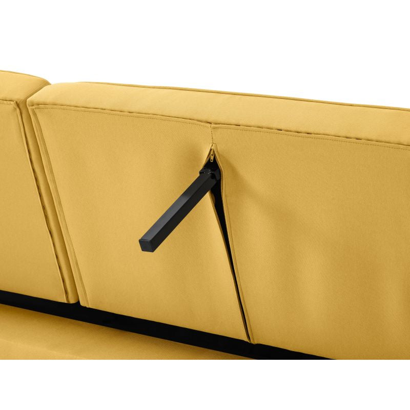 RANA - Canapé droit 3 places scandinave convertible en tissu - Jaune