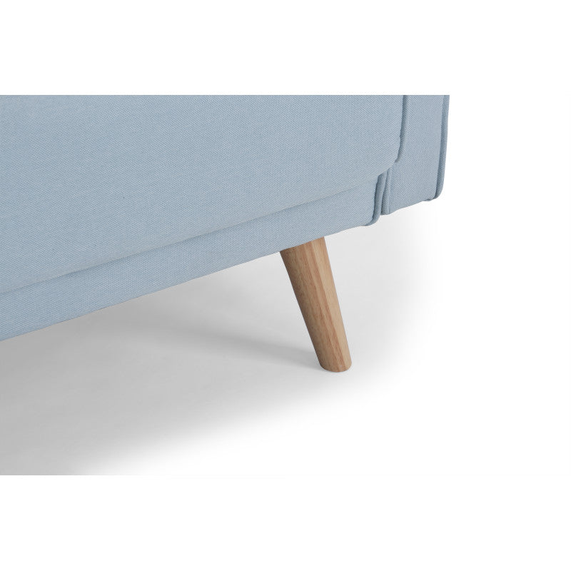 RANA - Canapé droit 3 places scandinave convertible en tissu - Bleu clair