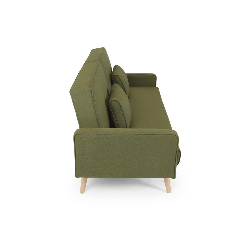 RANA - Canapé droit 3 places scandinave convertible en tissu - Vert