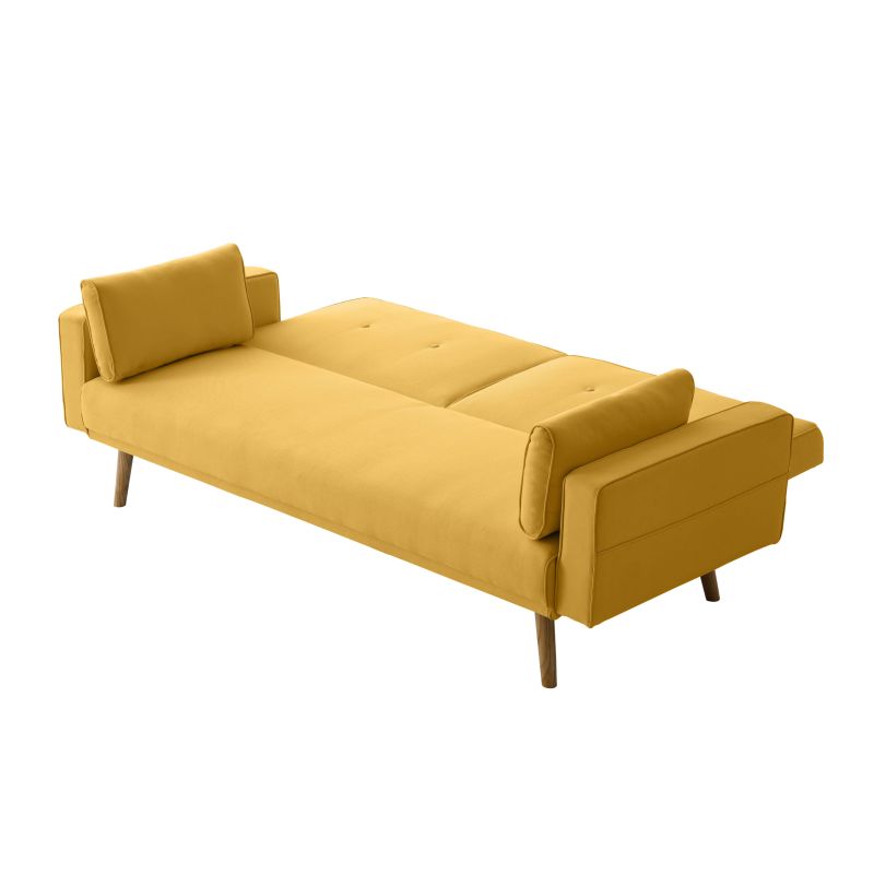 RANA - Canapé droit 3 places scandinave convertible en tissu - Jaune