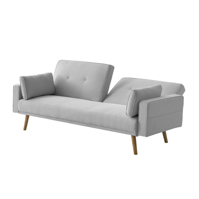 RANA - Canapé droit 3 places scandinave convertible en tissu - Gris clair