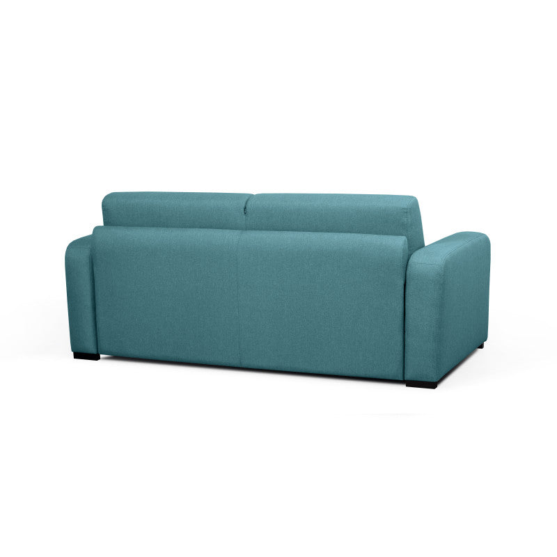 DYLAN - Canapé convertible système couchage express 3 places en tissu - Bleu canard