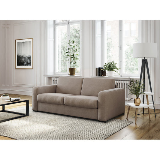 DYLAN - Canapé convertible système couchage express 3 places en tissu - Beige