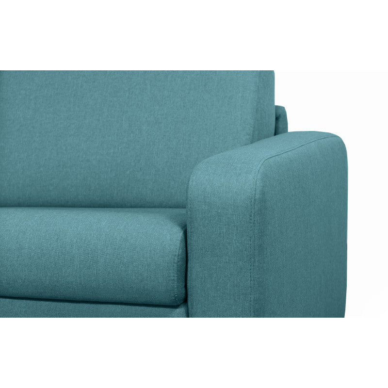 DYLAN - Canapé convertible système couchage express 3 places en tissu - Bleu canard