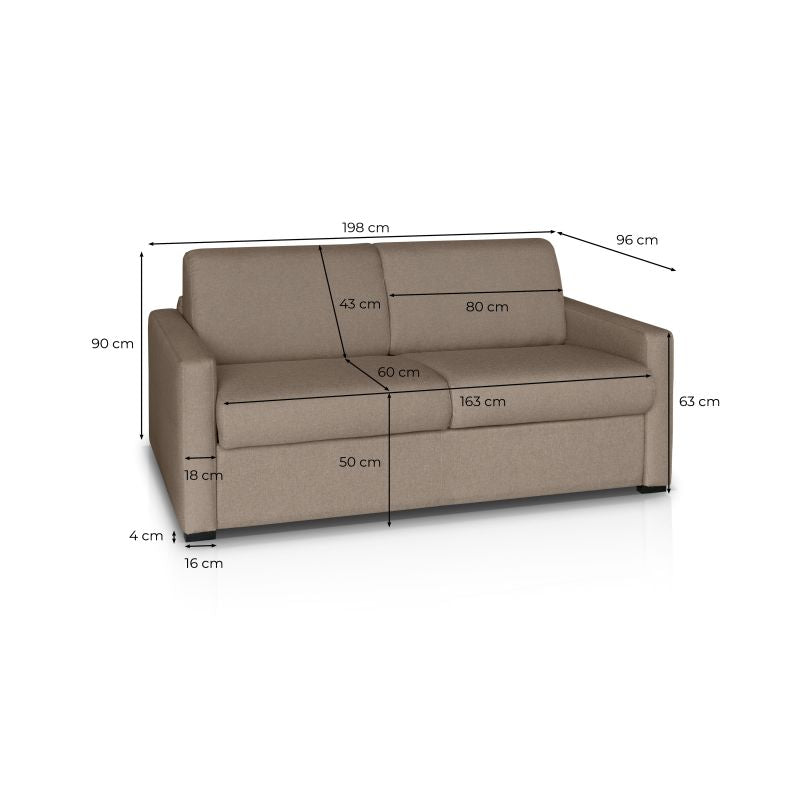 DYLAN - Canapé convertible système couchage express 3 places en tissu - Gris foncé