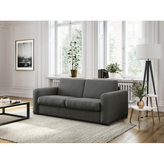 DYLAN - Canapé convertible système couchage express 3 places en tissu - Gris foncé