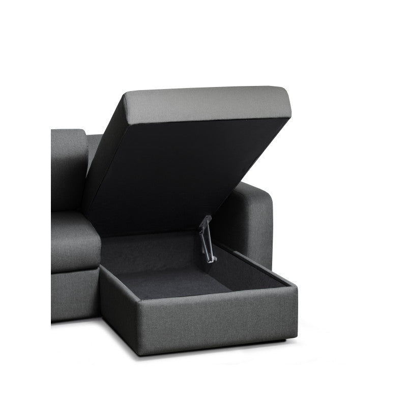 DYLAN - Canapé d'angle convertible système couchage express 3 places en tissu - Gris foncé