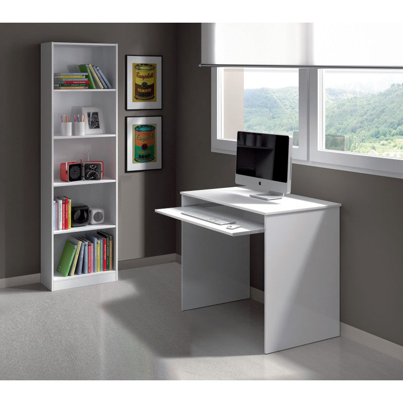 KOYA - Bureau avec tablette extractible L90 cm - Blanc