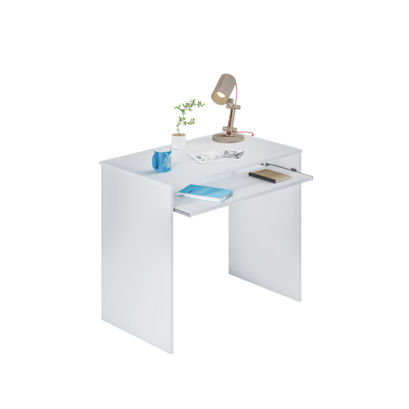 KOYA - Bureau avec tablette extractible L90 cm - Blanc