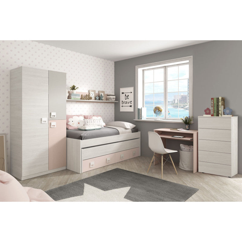 KOYA - Bureau avec tablette extractible L90 cm - Rose