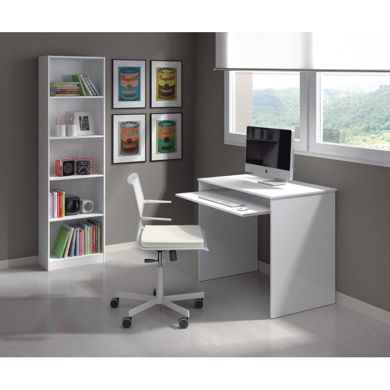 KOYA - Bureau avec tablette extractible L90 cm - Blanc