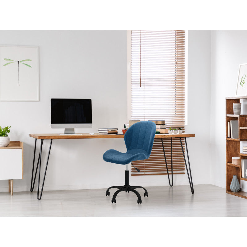 ESTEL - Fauteuil de bureau en tissu avec pieds noirs - Bleu pétrole