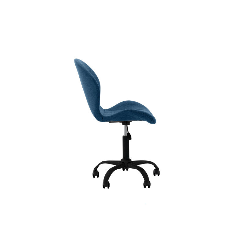 ESTEL - Fauteuil de bureau en tissu avec pieds noirs - Bleu pétrole