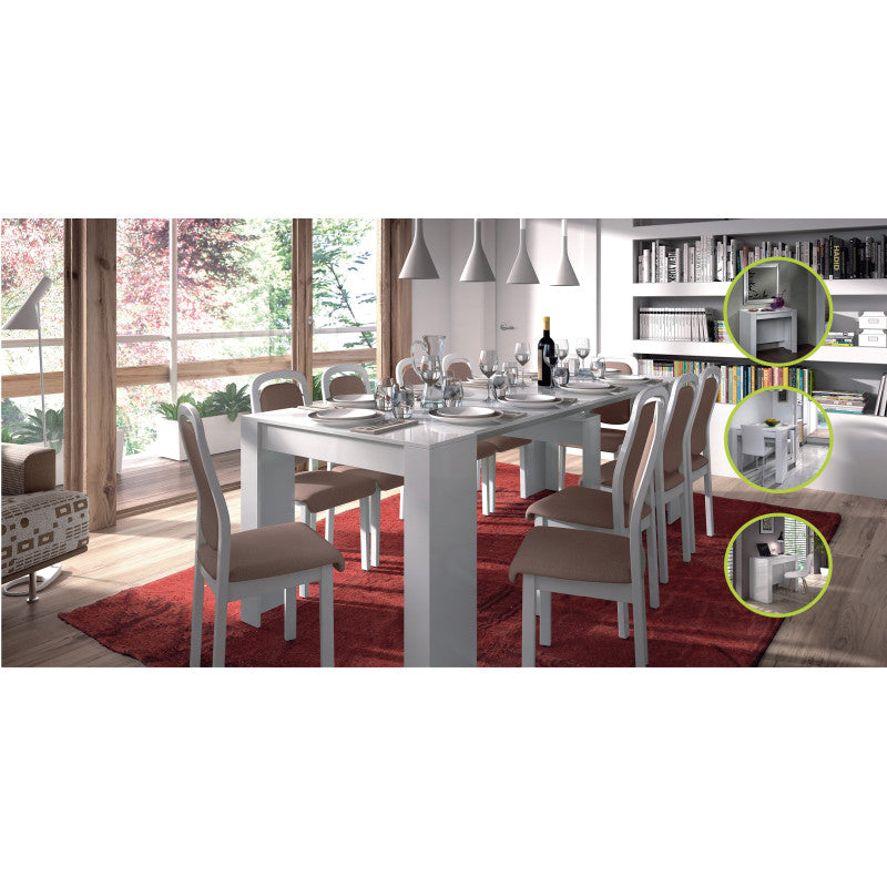 EXTENZO - Table à manger extensible L51/237 cm - Blanc brillant