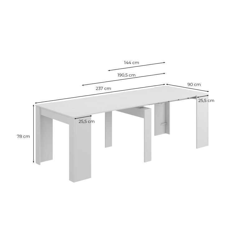 EXTENZO - Table à manger extensible L51/237 cm - Béton