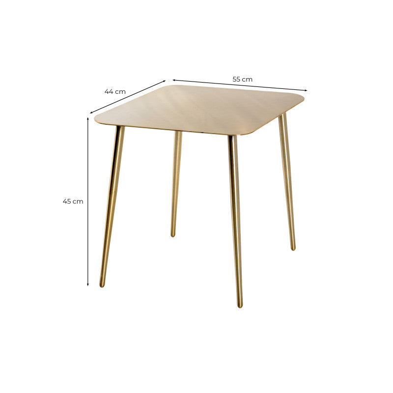 REFY - Table basse carrée en métal doré 45 cm - Or