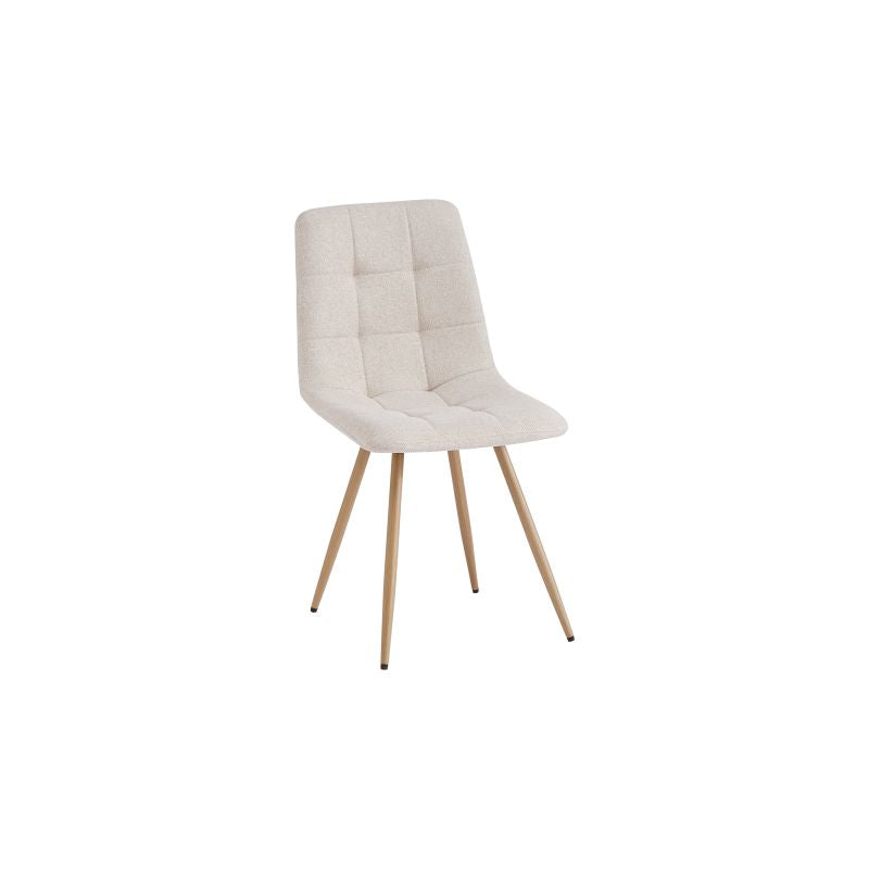 NICOLE - Lot de 2 chaises en tissu pieds bois - Beige