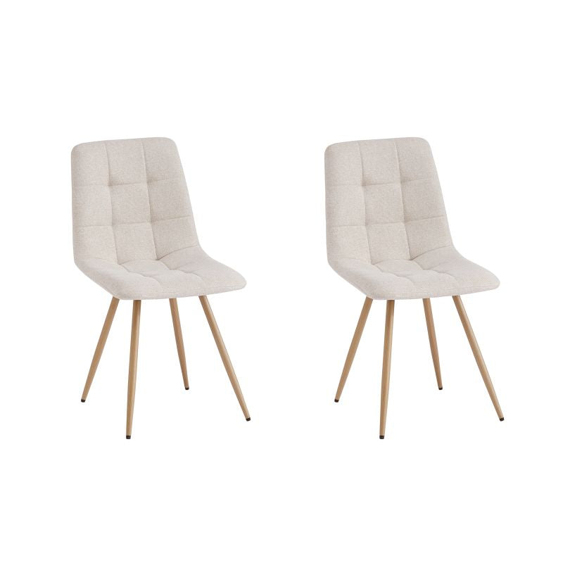 NICOLE - Lot de 2 chaises en tissu pieds bois - Beige