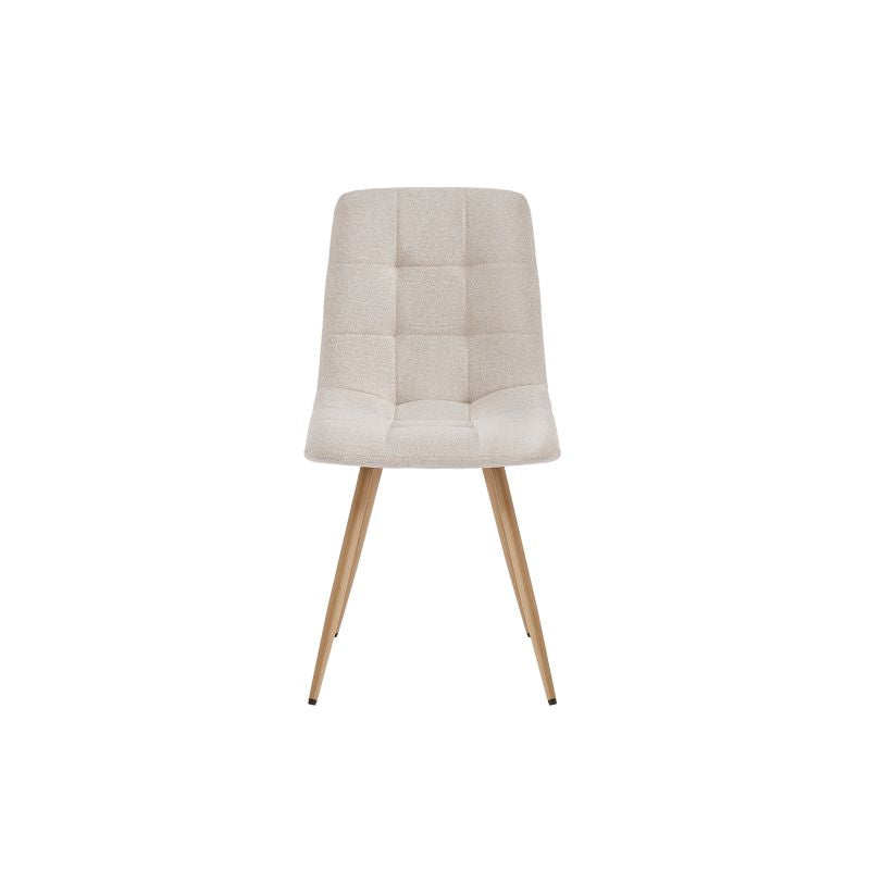 NICOLE - Lot de 2 chaises en tissu pieds bois - Beige