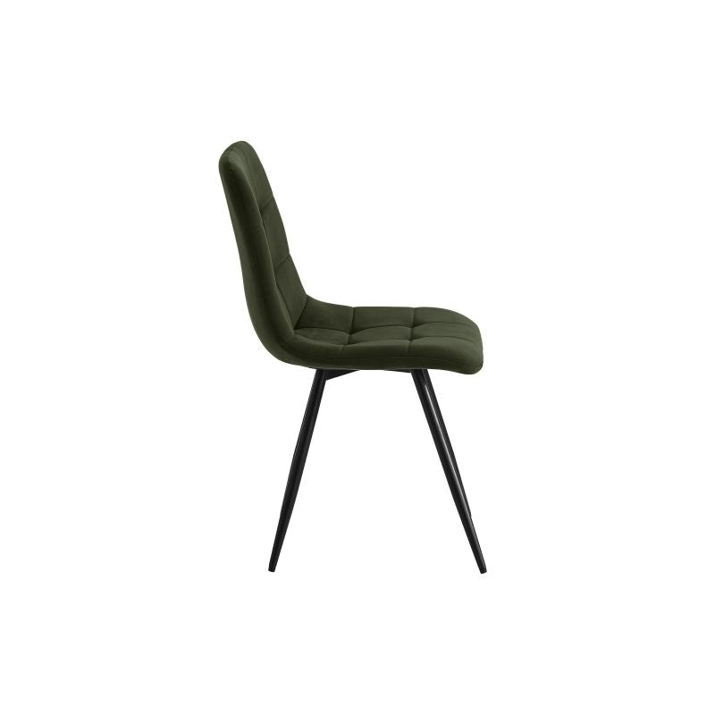 NICOLE - Lot de 2 chaises en velours pieds métal - Vert