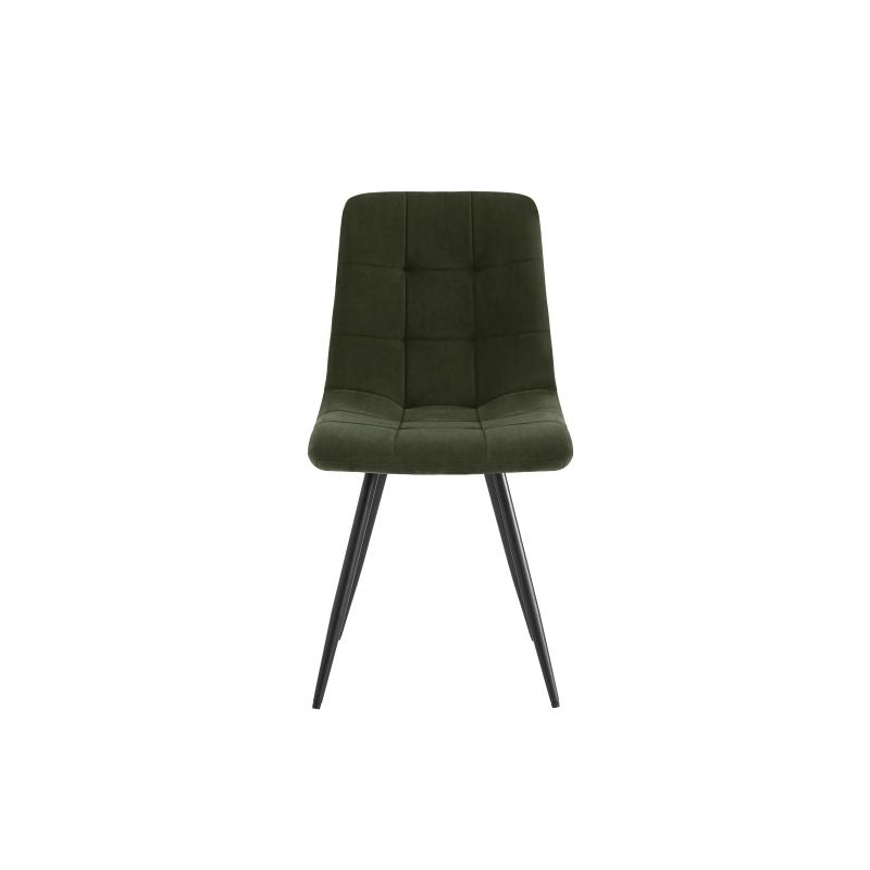 NICOLE - Lot de 2 chaises en velours pieds métal - Vert