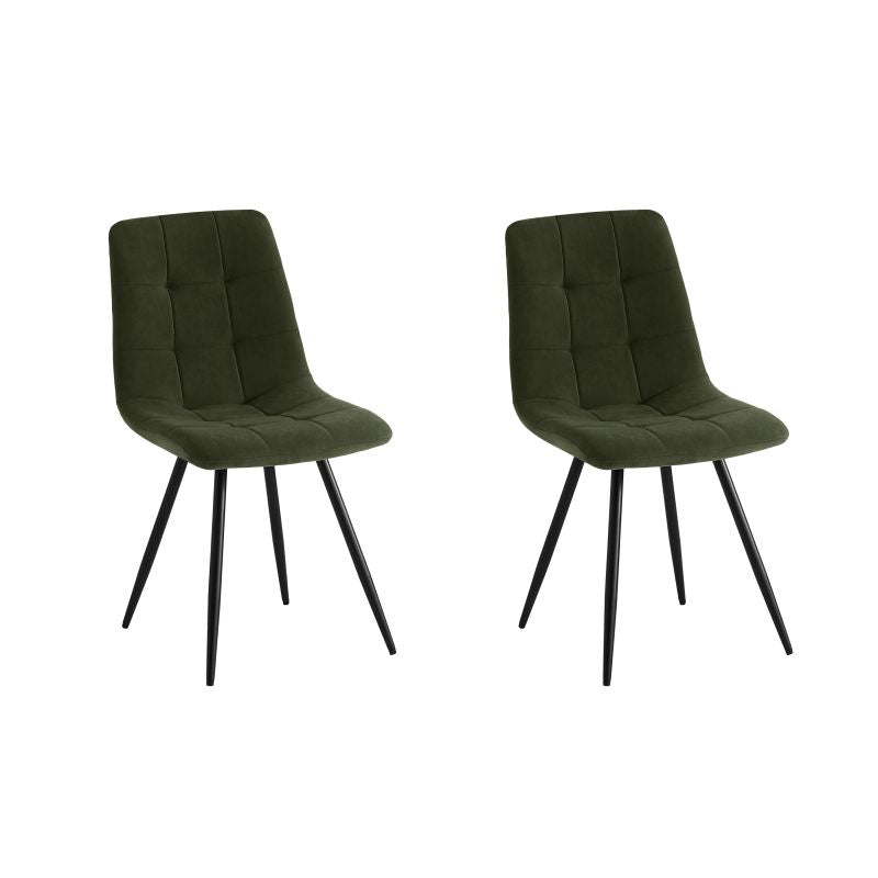 NICOLE - Lot de 2 chaises en velours pieds métal - Vert