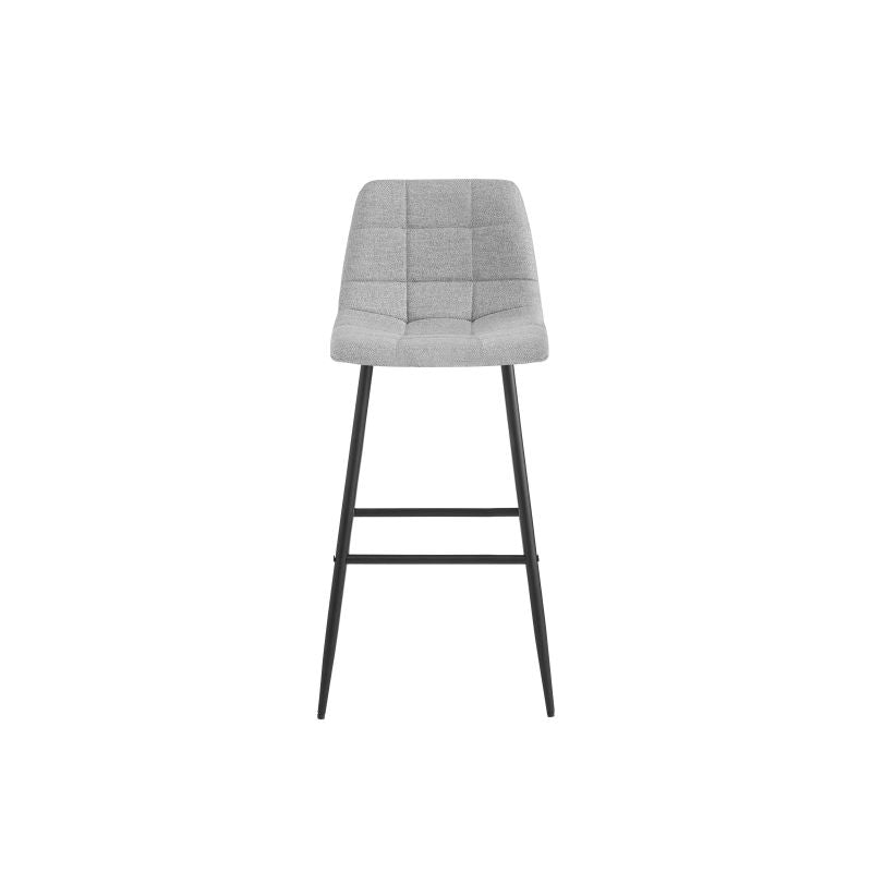 NICOLE - Lot de 2 tabourets de bar en tissu avec pieds noir - Gris clair