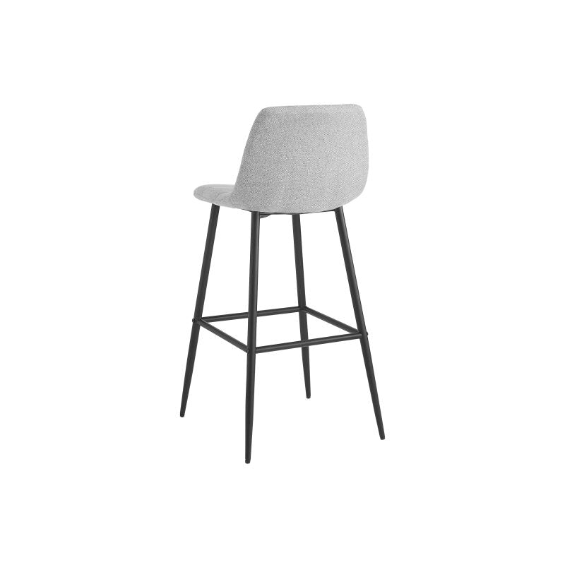 NICOLE - Lot de 2 tabourets de bar en tissu avec pieds noir - Gris clair