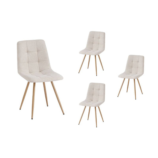 NICOLE - Lot de 4 chaises en tissu pieds bois - Beige