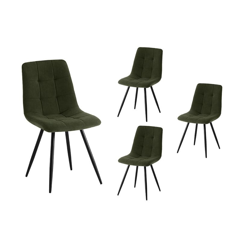 NICOLE - Lot de 4 chaises en velours pieds métal - Vert foncé