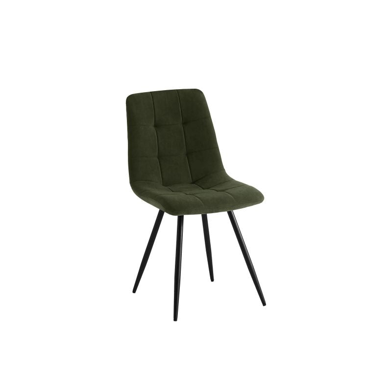 NICOLE - Lot de 4 chaises en velours pieds métal - Vert foncé