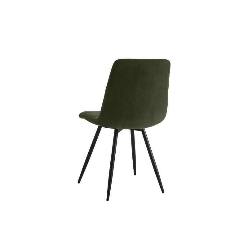 NICOLE - Lot de 4 chaises en velours pieds métal - Vert foncé