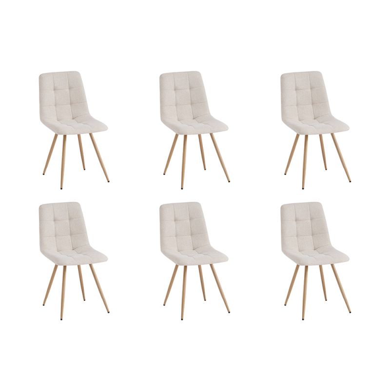 NICOLE - Lot de 6 chaises en tissu pieds bois - Beige