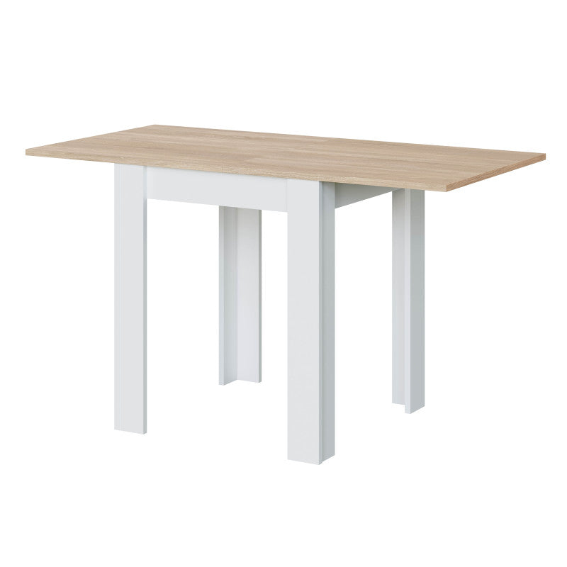 FOGLIA - Table auxiliaire extensible L67/134 x P67cm - Blanc/chêne