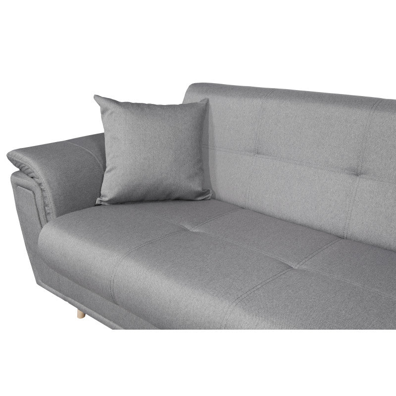 FORTY - Canapé d'angle convertible en tissu et pieds bois - Gris