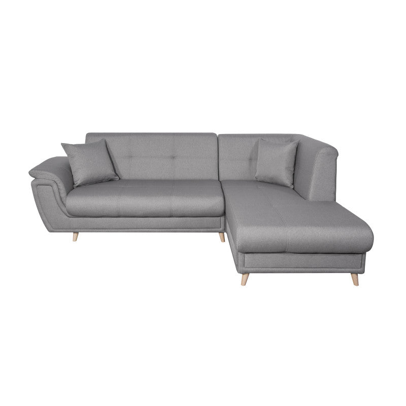 FORTY - Canapé d'angle convertible en tissu et pieds bois - Gris