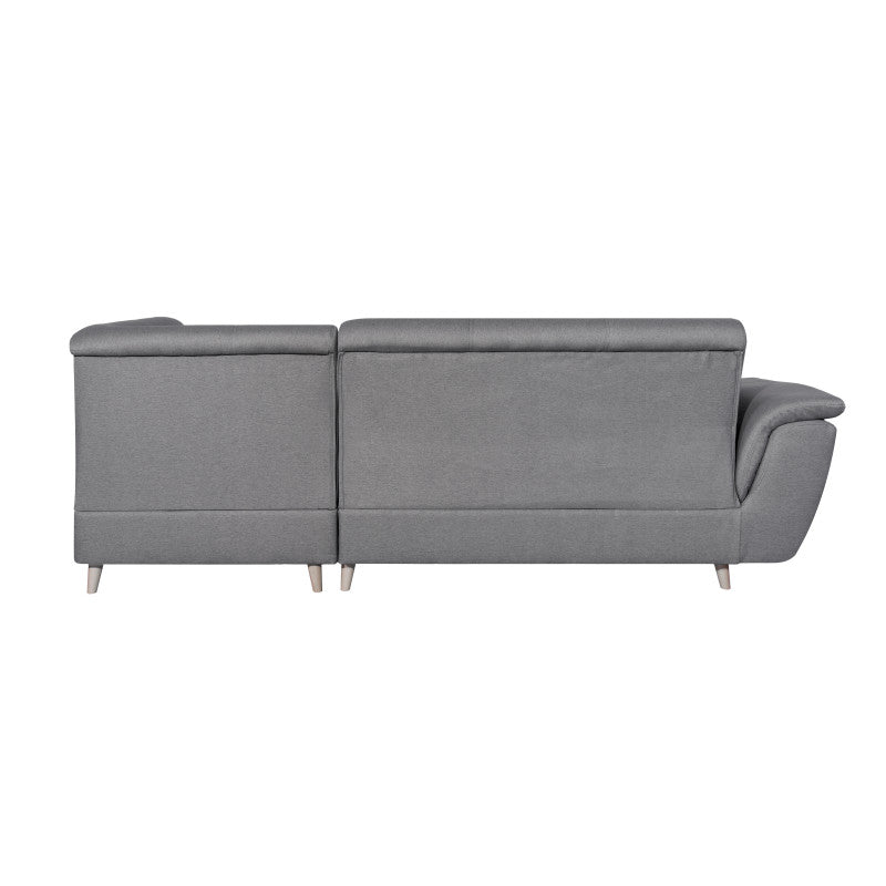 FORTY - Canapé d'angle convertible en tissu et pieds bois - Gris