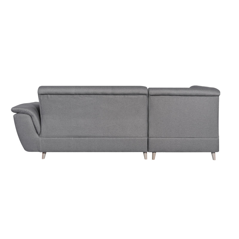 FORTY - Canapé d'angle convertible en tissu et pieds bois - Gris