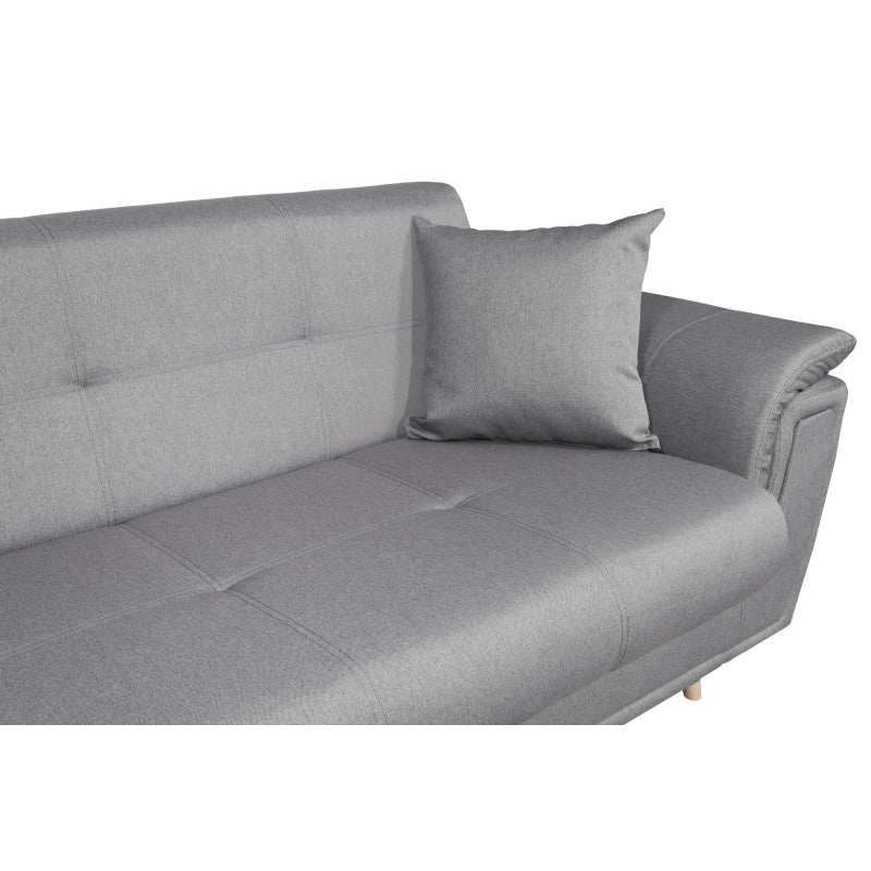 FORTY - Canapé d'angle convertible en tissu et pieds bois - Gris