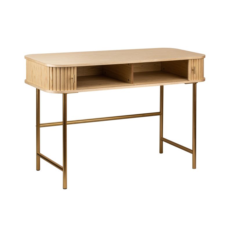 OYA - Bureau 120cm en bois et laiton - Bois