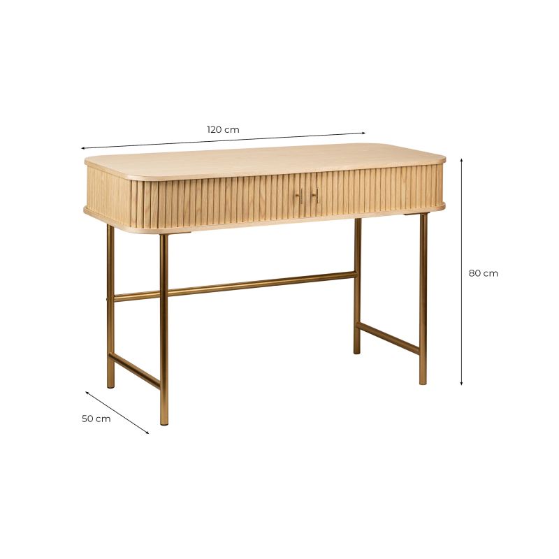 OYA - Bureau 120cm en bois et laiton - Bois