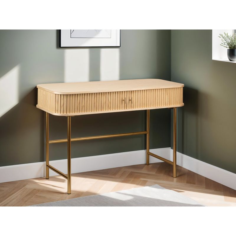 OYA - Bureau 120cm en bois et laiton - Bois