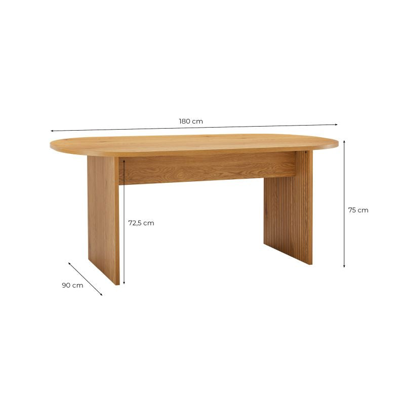 OYA - Table à manger 180x90cm finition chêne - Bois