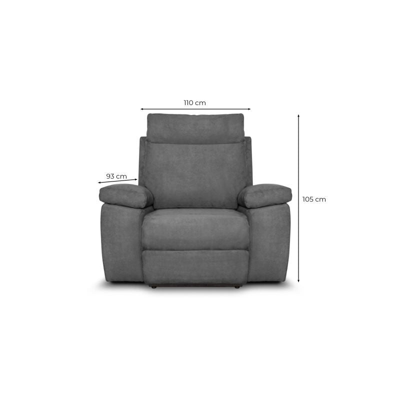 HOUSTON - Fauteuil de relaxation manuel en tissu - Gris