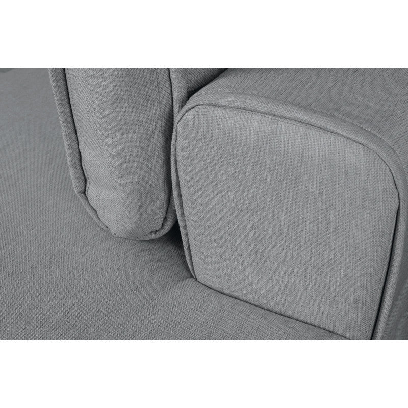 ORION - Canapé d'angle convertible 2 coffres en tissu et pieds en métal noir - Gris clair