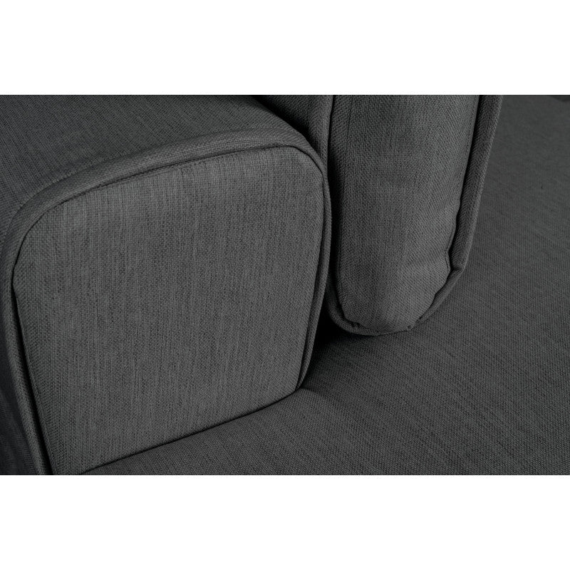 ORION - Canapé d'angle convertible 2 coffres en tissu et pieds en métal noir - Gris foncé